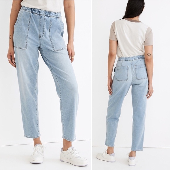 Madewell Pants - Madewell Pull On Relaxed Jeans Pant High Rise Straight Bellview Denim Blue Large